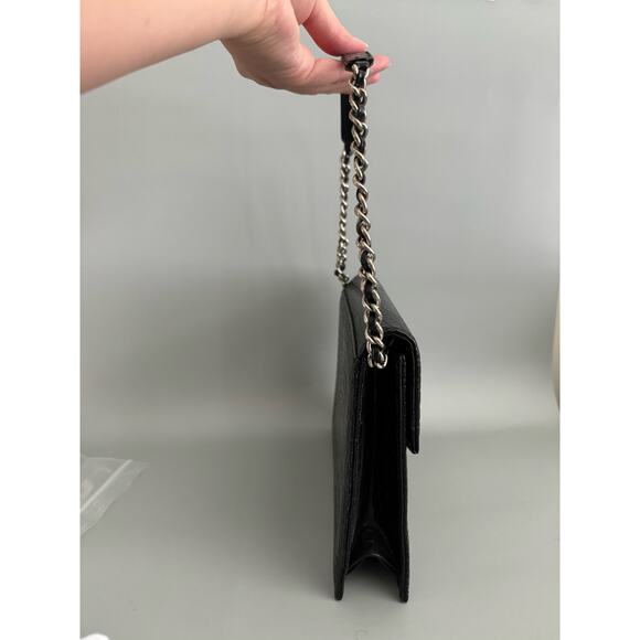 Vintage Naturalizer Faux Croc Handbag Black 9.5x7 - Picture 2 of 8